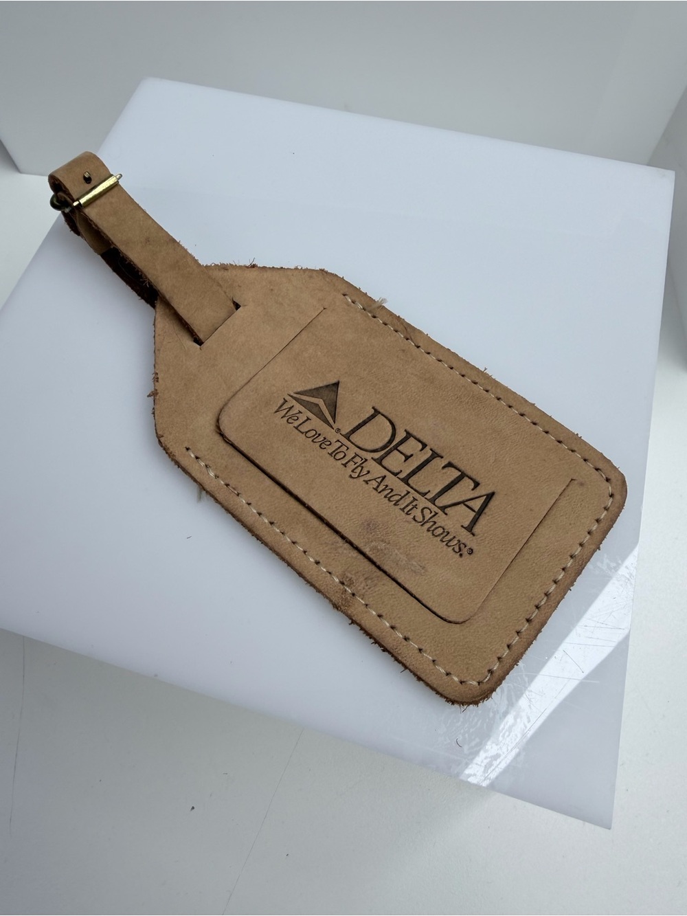 Vintage Delta Airlines Leather Luggage Tag